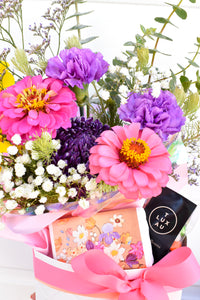 Gift Box - Mixed Florals + Bag of Sweets + Bar of Soap