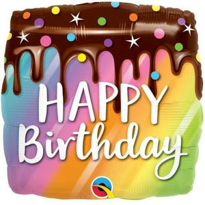 Cake Drip Happy Birthday Helium Balloon